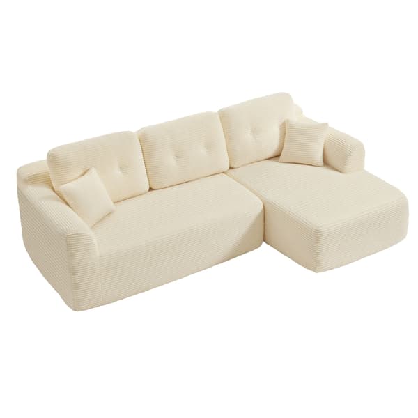 Sectionalsoffa 150x244x73 cm Vit Cord-tyg