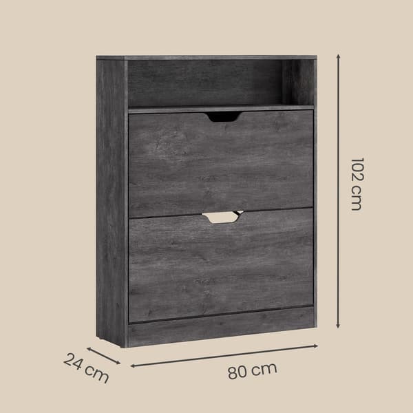 Skoskap 24x80x102 cm Grått tre