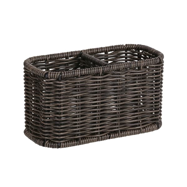 Korg 18x9x10 cm mörk plastflätad korg