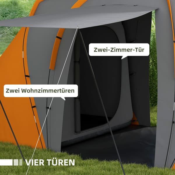 Tunneliteltta 555x225x190 cm Harmaa+Oranssi Polyesteri