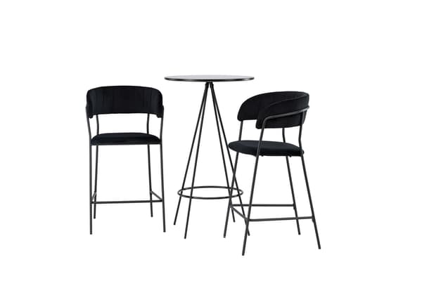 Barbord og barstol sæt 60 cm sort