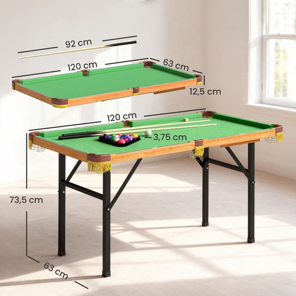 Billardbord Foldbart 120x63x73,5 cm Grøn Træ