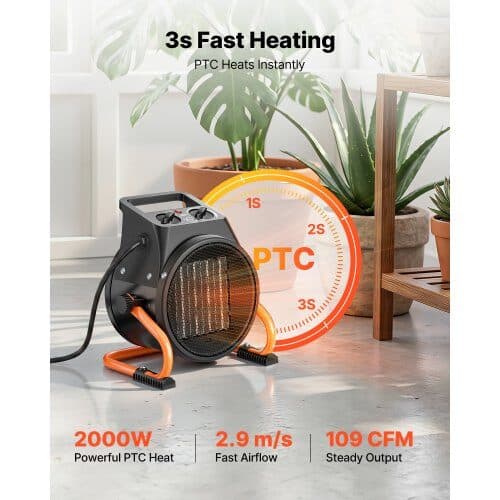 Drivhusvarmer BGP1606-02 2000W 21x16x22 cm sort/orange