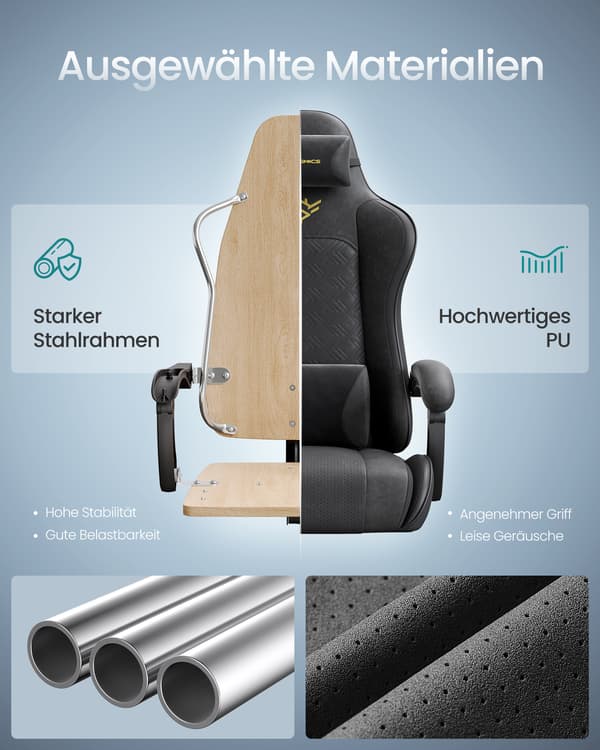 Gamingstol Ergonomisk Skrivebordsstol Ink Sort Kunstlæder