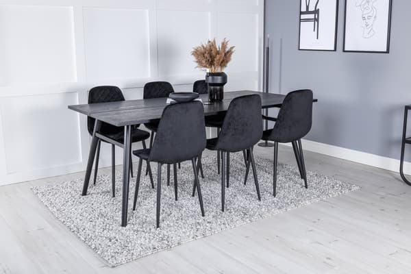 Spisebord og stole sæt 195x95 cm sort