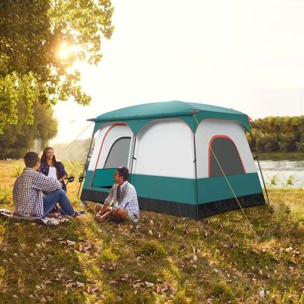 Camping telt, 14x10x6.6 ft, Blå/Grøn , Star