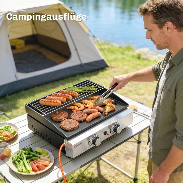 Gasgrill 51,5x44x21 cm Sort Rustfrit Stål