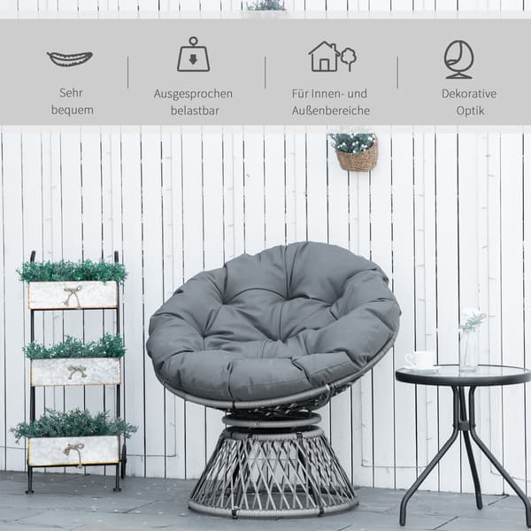 Papasan stol, 87x97x86 cm, grå
