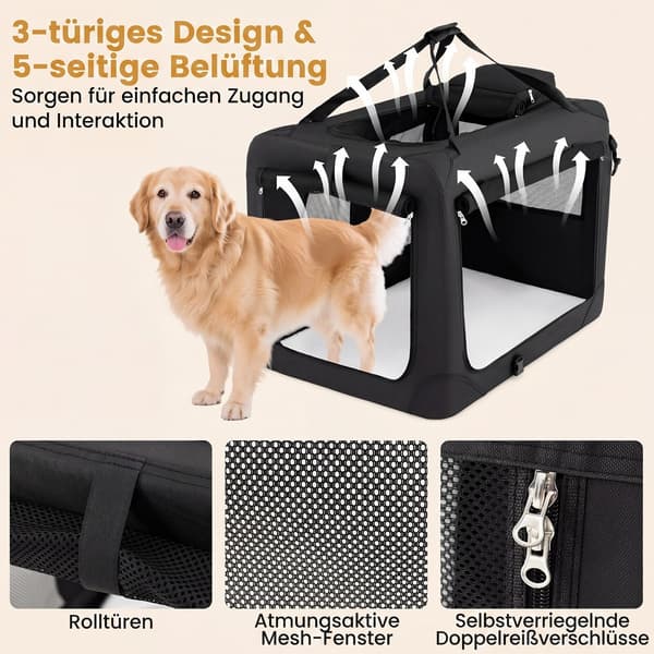 Sammenklappelig hundekasse 83,5x58x58 cm sort