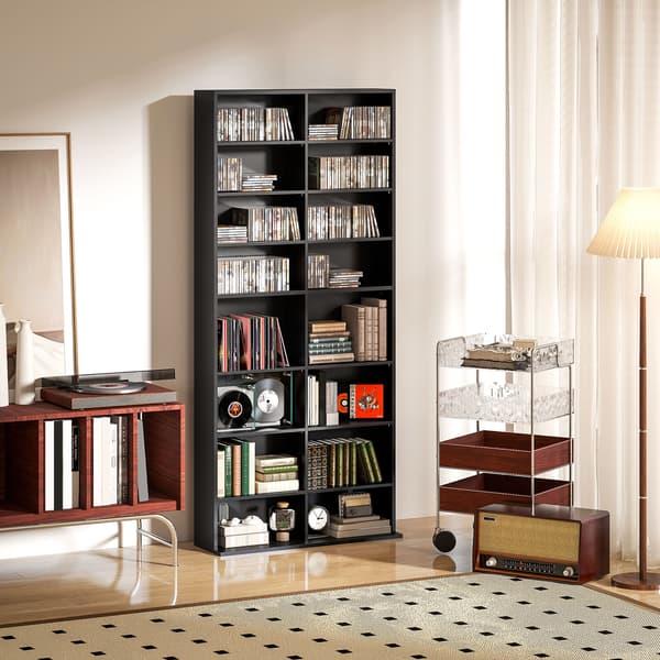 CD-teline 640 CD-levylle 78,5x24x175 cm musta