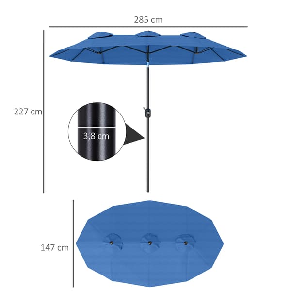 Uteparasoll 285x147 cm Blå Polyester och Stål