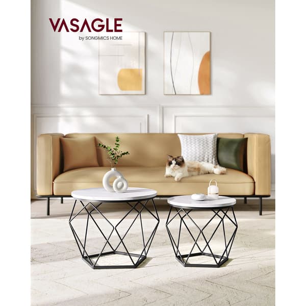 Soffbord Set 50x50x40,3 cm Vit Stålram