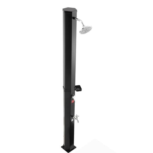 Udendørs solopvarmet bruser, 35L, 40x25.5x216 cm, sort