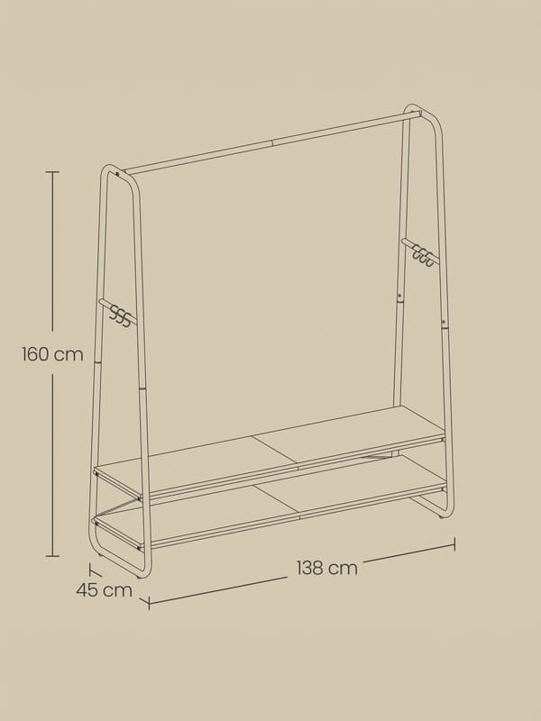 Klesstativ 45x138x160 cm Beige Stål