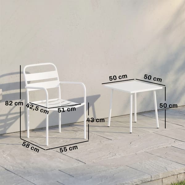 Bistroset 55x58x82 cm Vit Metall