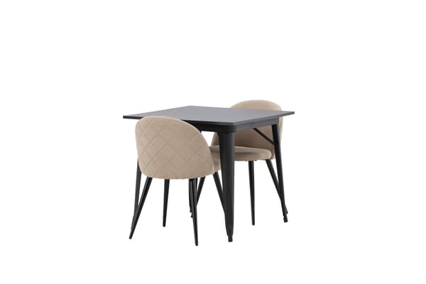 Spisebord og stole sæt Tempe sort og beige MDF og polyesterstof