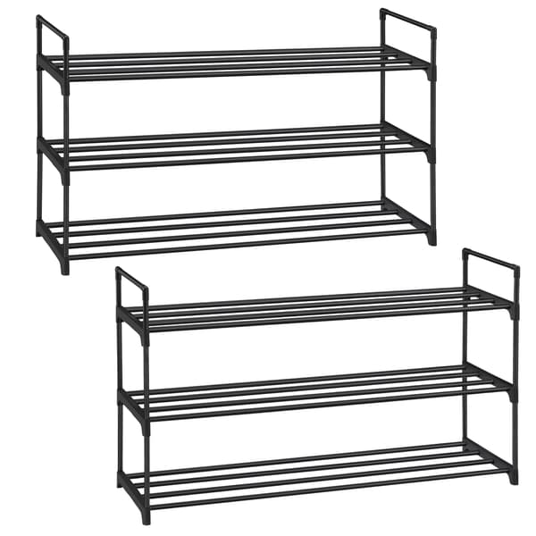 Sko reol 92x30x54 cm Sort metal opbevaring