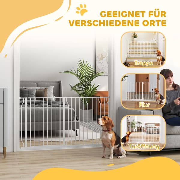 Hundegitter justerbart 75-145x76 cm hvid