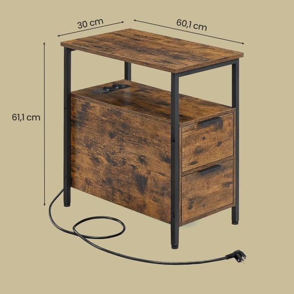 Sidebord 60x35x61 cm Brun-Sort Træ-Stål