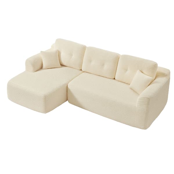 Sectionalsoffa 150x244x73 cm Vit kordtyg