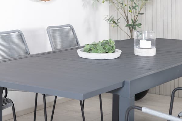 Spisebordssæt Marbella Bord 160x240 cm Sort Polyester Reb Stål
