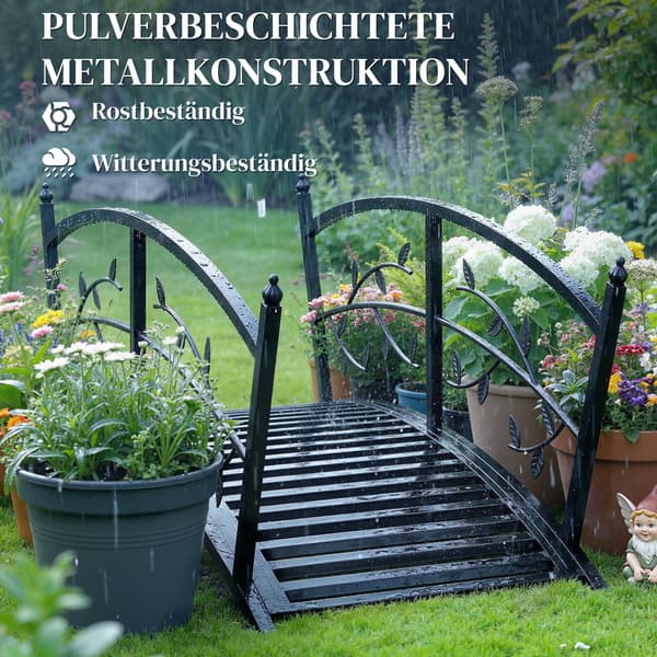 Garden Bridge 120x51x47 cm Sort Metal