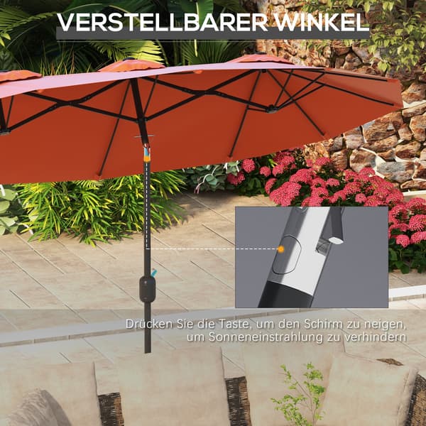 Parasoll 295x152 cm Röd, polyester, justerbar
