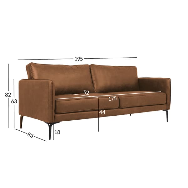Sohva SOFIA 195x83x82 cm ruskea polyesterikangas