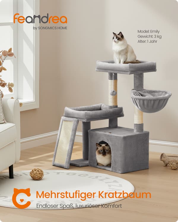 Kattträd 50x40x90 cm Grå Sisal