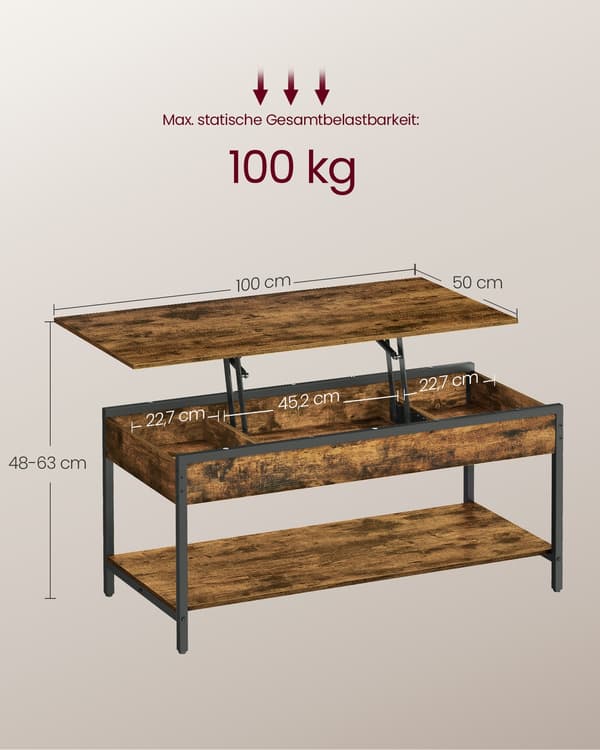 Sofabord 50x100 cm Brun-Sort træ og stål