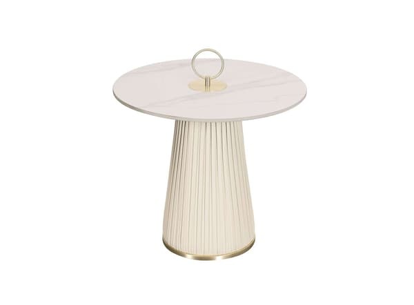 Rundt sidebord, Modig, ecru, hvid, guld