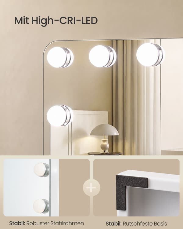 Hollywood-makeupspejl med 15 dæmpbare LED-lys