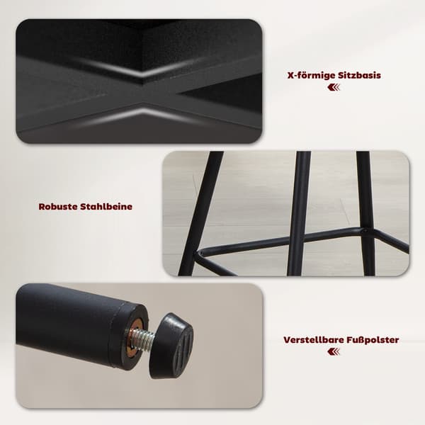 Barstolset 50x55x93 cm Grå Stål