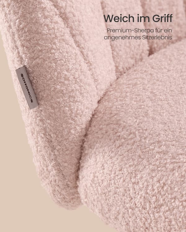 Kontorstol 60x60x73-88 cm lyserød fleece