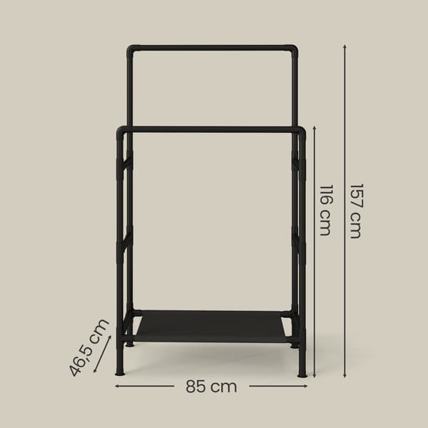 Tøjstativ 83x45x157 cm Sort Metal