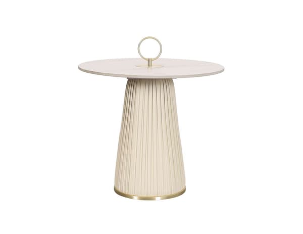 Rundt sidebord, Modig, ecru, hvid, guld