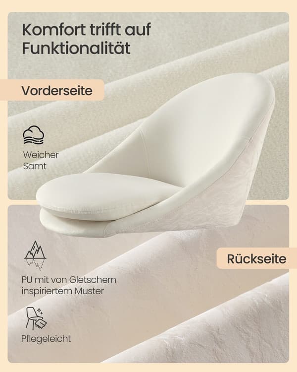 Kontorstol, 60x60x80 cm, Hvit, Justerbar