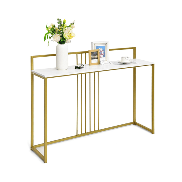 Konsolbord 120x32x88 cm hvid/guld