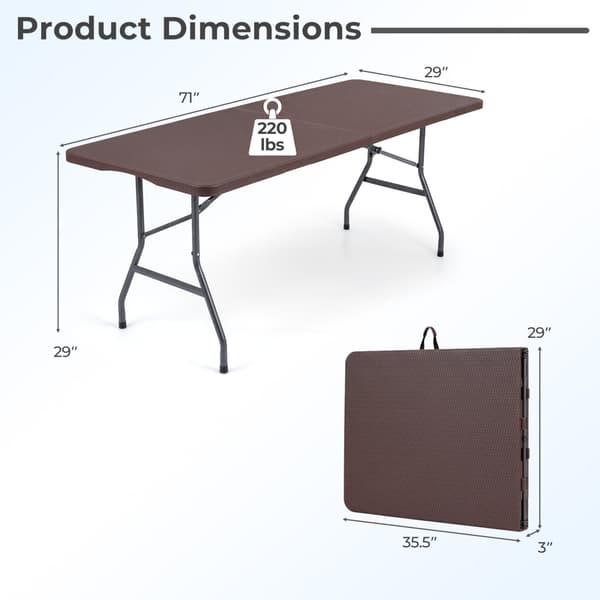 Sammenklappeligt campingbord 183x76x74 cm kaffe
