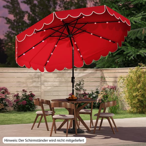 Parasol med LED-belysning 307x253 cm rød