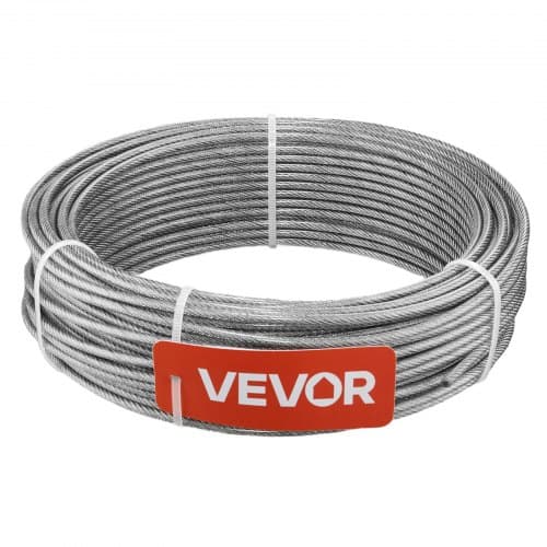 Wire Rope Kit, 61 m, 4,76 mm, 304 rustfrit stål, stål