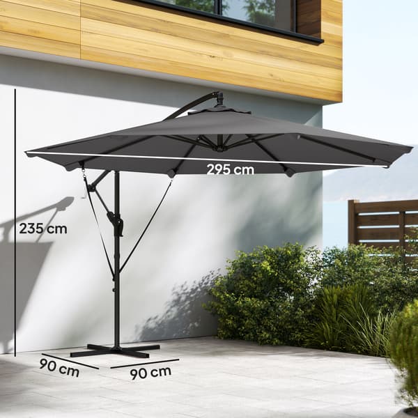 Konsolparasol 295x235 cm Mörkgrå metall