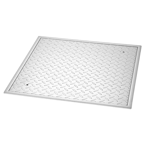 Brunnslock med ram, 50x50x0,4 cm, Kolstål