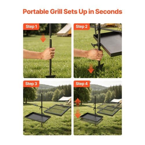 Campfire Grill Kaksikerroksinen 720x435x840 mm musta