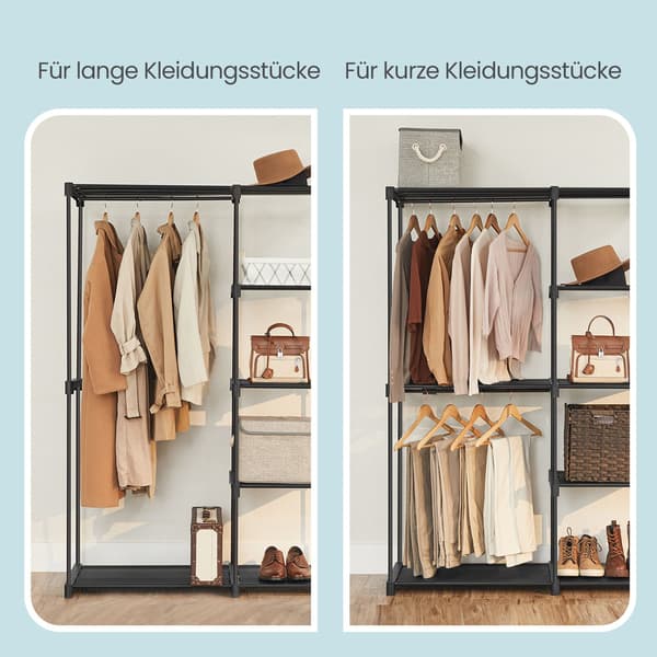 Garderobeskab 112x43x165 cm Sort Stof