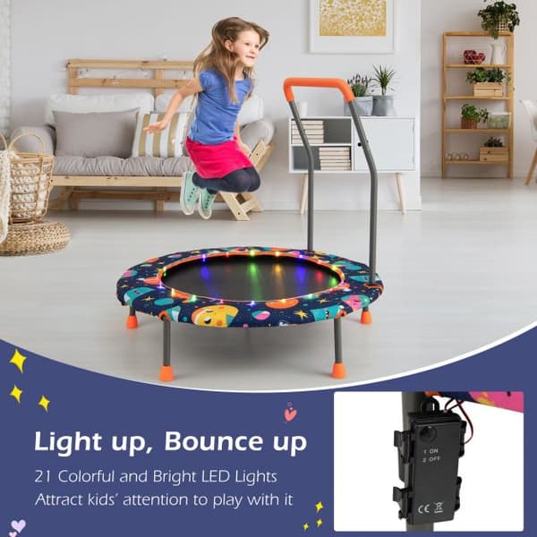Børnetrampolin med LED-lys Ø92 cm multifarvet