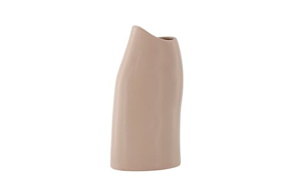 Vase, 12x9x23 cm, Lyserød, Stentøj