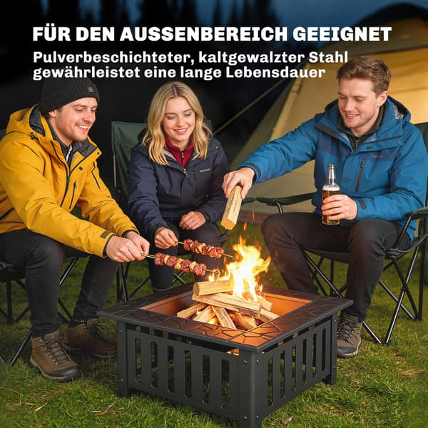 Bålsted 67x67x47 cm Sort Stål