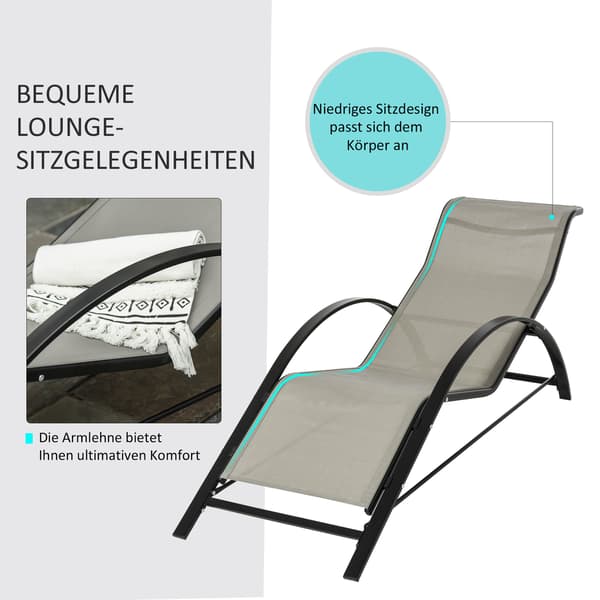 Have Lounge Sæt, 59x169x66 cm, Grå og Sort