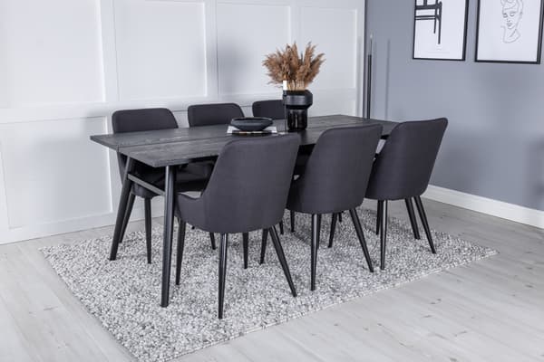 Spisebord og stole sæt 195x95 cm sort